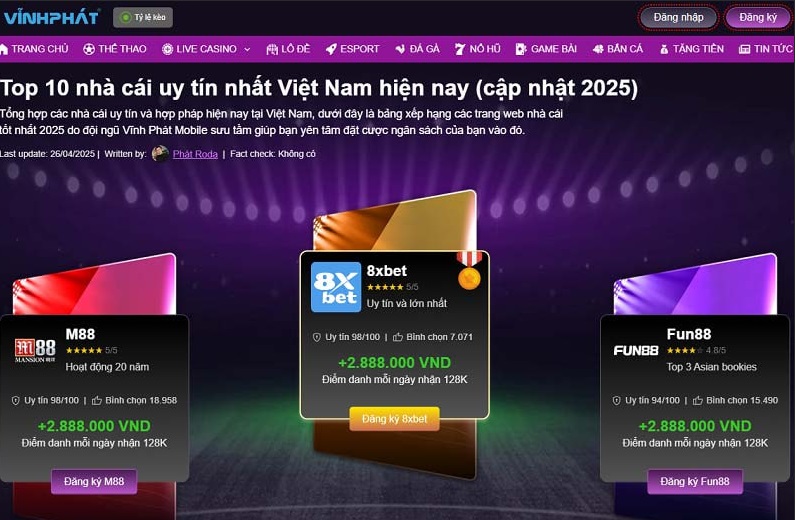 Vĩnh Phát cập nhật thông tin mới nhất về nhà cái